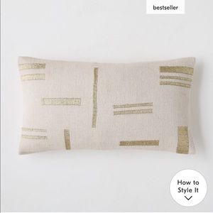 West elm Embroidered Metallic Blocks Pillow Cover